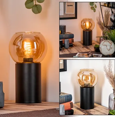 Produktbild von Cesaro Tischlampe aus Metall/Glas in Schwarz/Bernsteinfarben