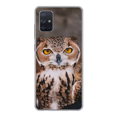 Produktbild von MuchoWow® Handyhülle Schutzhülle Hülle für Samsung Galaxy A71 Braune Eule schaut direkt in die Kamera Silikon Softcase Handy Hülle - Kartenbesitzer