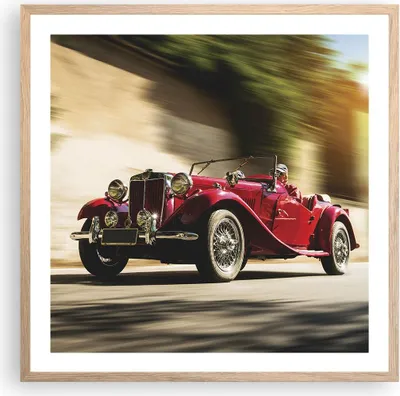 Produktbild von Gerahmtes Poster - Rahmen in heller Eiche - Mg Rot Auto - 60x60 cm - Wand Bild - Wanddeko - Wandbilder - Kunstposter - Wandposter - Bilderrahmen - Bilder - Kunstdruck - Wandbild - P2NAC60x60-4364