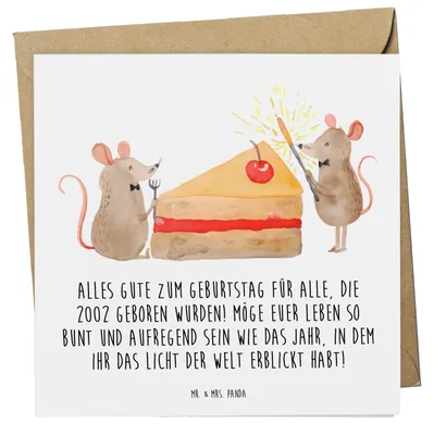 Produktbild von Mr. & Mrs. Panda Grußkarte 2002 Geburtstag - Weiß - Geschenk, Jahr, Happy Birthday, Geburtstagskind, Geburtstagsgeschenk, Geburtstagsgruß, Alter, faltkarte, anlasskarte