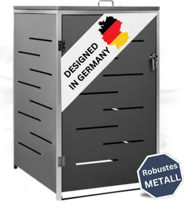 Produktbild von DELUKE® 1er Mülltonnenbox JAGU Edelstahl | Anthrazit | 115x69x77,5cm | Mülltonnenverkleidung für 1 Tonne 240L Müllbox aus Metall Mülltonnenschutz Mülltonnendach