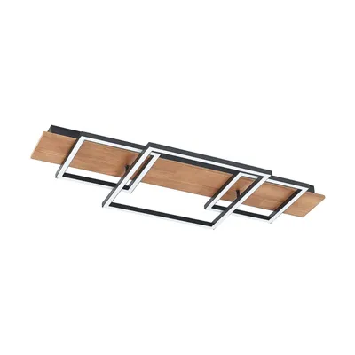 Produktbild von Lucande LED-Deckenleuchte Chariska, 95cm, schwarz, Holz, CCT