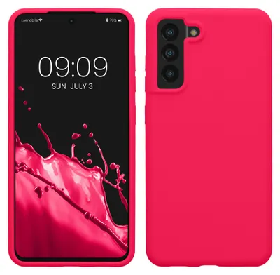 Produktbild von kwmobile Handyhülle für Samsung Galaxy S21 FE Hülle - Case Silikon - Kabelloses Laden - Schutzhülle Cover in Neon Pink