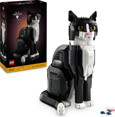 Produktbild von LEGO Ideas Schwarz-weiße Katze, Geschenk für erwachsene Tierfreunde, Wohn-Deko zum Sammeln 21349