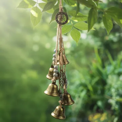 Image de Carillon de jardin avec 5 clochettes, 33 mm, à suspendre, pour l'intérieur et l'extérieur, décoration de sapin de Noël avec clochettes