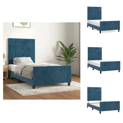 Produktbild von vidaXL Bettgestell mit Kopfteil Dunkelblau 100x200 cm Samt - Betten & Bettgestelle