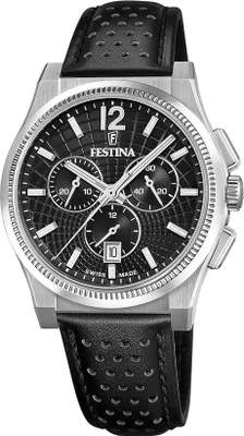 Produktbild von Festina Herrenuhr Swiss Made Armbanduhr Leder schwarz UF20060/4
