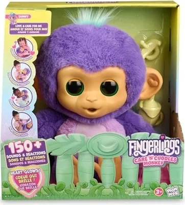 Produktbild von Fingerlings Care n Cuddles Interaktiver Baby-Affe, Sunny - Lila