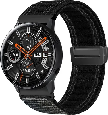 Produktbild von Smartwatch Armband für Samsung Galaxy Watch Active 40mm Nylon Textil Band Ersatzband Wechselband Magnetverschluss flexibel atmungsaktiv Schwarz