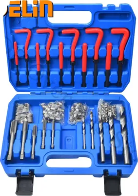 Produktbild von Gewindereparaturset, 131 Teile, einschließlich HSS-Gewindeschneider, HSS-Bohrer, Einsteckwerkzeuge, für Größen von M5 bis M12