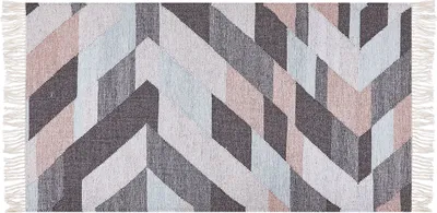 Produktbild von BELIANI Teppich Mehrfarbig aus Jute 80 x 150 cm Rechteckig mit Fransen Geometrisches Muster Kurzflor für Wohnzimmer Schlafzimmer Esszimmer