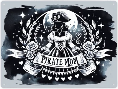 Produktbild von Piratenbraut Metallschild XXL in 28x38 cm mit Spruch Pirate Mom