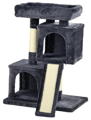 Produktbild von PawHut Katzenbaum Katzenkratzbaum Katzenbaum mit Sisalsäulen Dunkelgrau
