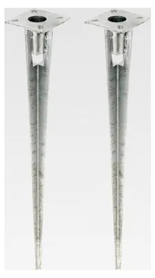 Produktbild von Einschlag-Bodenhülse für Stahlrohr-Zaunpfosten, feuerverzinkt, Länge 750 mm, für Pfosten-Ø 38 mm, 2er Set