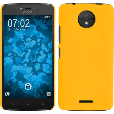 Produktbild von PhoneNatic Case kompatibel mit Lenovo Moto C - Hülle gelb gummiert Hard-case + 2 Schutzfolien