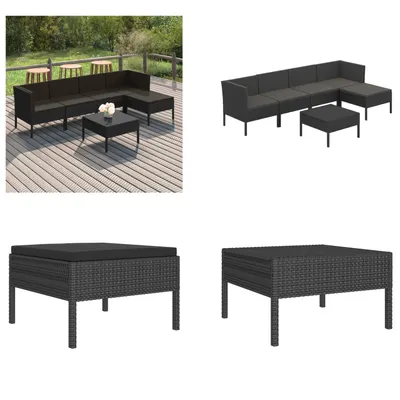 Produktbild von vidaXL 6 tlg. Garten Lounge Set mit Auflagen Poly Rattan Schwarz - Garten-Sofagarnitur - Garten-Sofagarnituren - Gartensofa-Set - Gartensofa-Sets