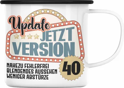 Produktbild von Trendation - 40. Geburtstag Frauen Emaille Tasse Geschenk Geschenkidee 40er Geburtstag Mutter Mama Version 40 Männer Mann (Schwarz)