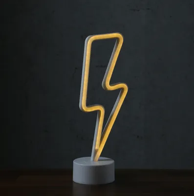 LED NEON Figur BLITZ - Dekoleuchte - H: 30cm - Batterie oder USB Betrieb - stehend - warmweiß