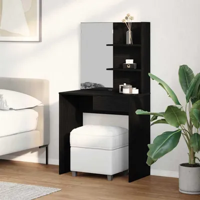 Produktbild von "Spring Sale"Schminktisch mit Regal Schwarz Eichen-Optik 74.5x40x141cm DE721944 - Kindertische