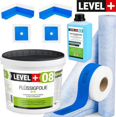 Produktbild von Dichtset 5m2 Dusche Abdichtung 7kg Flüssigfolie 1m Dichtbahn Dichtband SET344