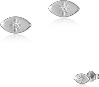 Produktbild von Ohrringe Ohrstecker 925 Sterling Silber vergoldet Sonnenauge mit Zirkonia Material - Silber