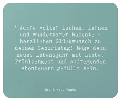 Produktbild von Mr. & Mrs. Panda Mauspad Spruch 7. Geburtstag - Meeresbrise - Geschenk, Geburtstagsdekoration, Mousepad, Geburtstagsspruch, Herzlichen Glückwunsch, 7 Jahre alt, pc, Alter