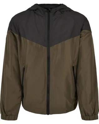 Productafbeelding van Urban Classics jongensjas, model Tech Windrunner, zwart/donkerolijf, maat 134/140