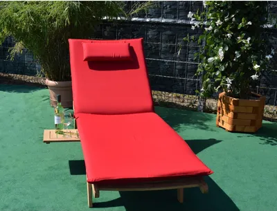 Image de Teako Design Coussin pour chaise longue de jardin 200 x 58 cm Épaisseur du rembourrage 5 cm Rouge