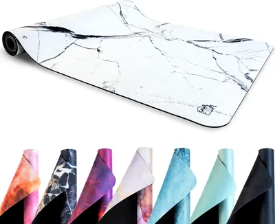 Produktbild von Fitnessmatte, Yogamatte aus umweltfreundlichem Naturkautschuk und rutschfest mit Design und Tragegurt - Gymnastikmatte 183cm x 68cm x 4mm