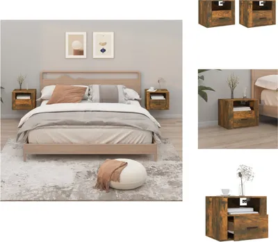 Obrázok produktu pre vidaXL Nástenné nočné stolíky 2 ks. Údený dub 50x36x40 cm - Nočné stolíky