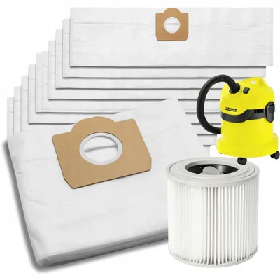 Produktbild von Kärcher Synthetik-Staubsaugerbeutel 10 Stück + Filter für WD3 MV3 SE4001