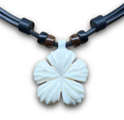 Produktbild von HANA LIMA | Handmade Surferkette Leder Blume Hibiskus Blüte Herren Damen