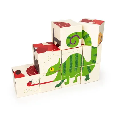 Produktbild von Bajo Holzpuzzle Zoo - pädagogische Holzbausteine Spielzeug