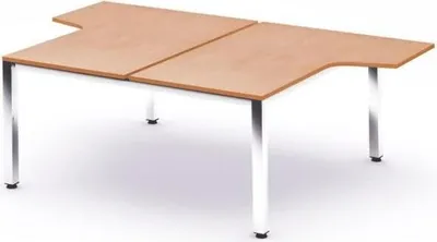 Produktbild von Mehrfacharbeitstisch Executive L-Form BxTxH 160x163x240x73cm Gestell verchromt Platte Melamin buche.