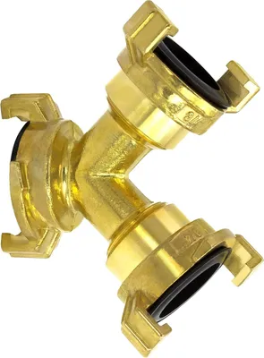 Produktbild von Schnellkupplungs-Y-Verteiler 12470, universell, aus blankem Messing, System Geka