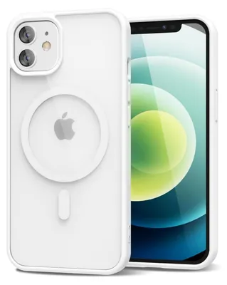 Produktbild von Magnetisch Hülle für iPhone 12/iPhone 12 Pro, Kompatibel mit MagSafe, Transparent Acryl Stoßfeste Handyhülle Weiß