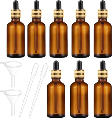 Produktbild von Glas-Pipetflaschen-Set - UV-Schutz - 8 Stück - braun - Glas