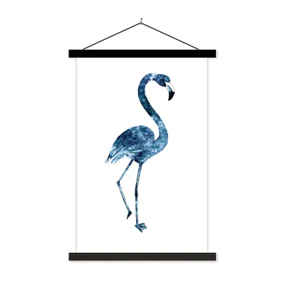 Produktbild von MuchoWow® Textilposter Flamingo - Blau - Universum 40x60 cm mit schwarzem Rahmen - Wanddekorationen