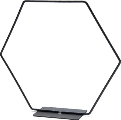 Produktbild von Hexagon aus Draht, in Schwarz mit Fuß, wählbar in Größen 25 / 30 / 40 cm | Metallring zum Hinstellen, Größe:Ø 40 cm