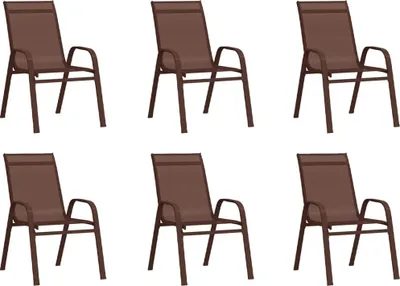 Obrázek produktu pro The Living Store Stohovatelné zahradní židle 6 ks. Hnědý textilen