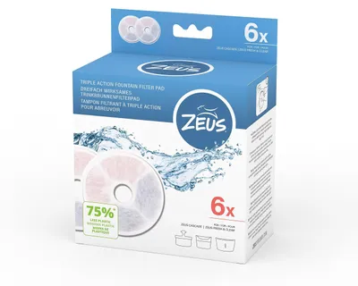 Image de Triple action, filtre pour fontaine à chat Zeus, 6pcs/pack