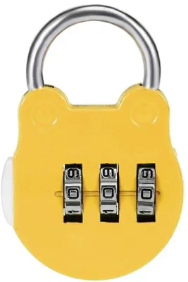 Zdjęcie produktu dla Zamek szyfrowy z 3-cyfrową kombinacją, stal, 3 mm, żółty, stop cynku, 1 opakowanie