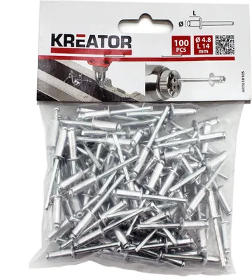 Produktbild von Kreator 100 Stück Blindnieten Popnieten Stahlnieten Nieten ø 4,8 x L 14 mm - ø 4,8 x L 14,0 mm
