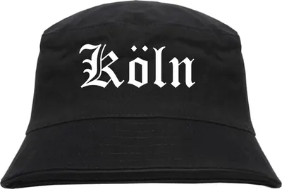 Produktbild von Köln Fischerhut - Altdeutsch - bedruckt - Bucket Hat Anglerhut Hut Schwarz S/M