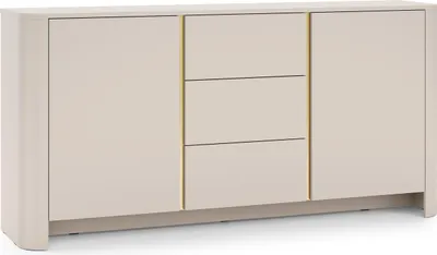 Produktbild von Masseno Kommode AVORIO 168 cm Sideboard mit 3 Schubladen und 2 Türen für Wohnzimmer Schlafzimmer Modern 168x39x84 cm Kaschmir / Kaschmir