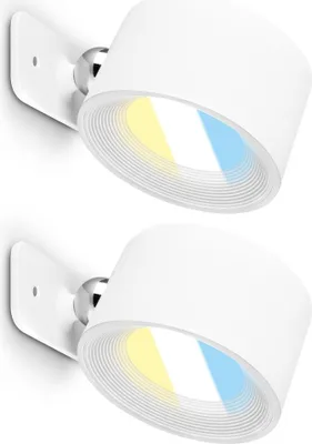 Produktbild von Briloner TARI 2er Set Akku LED Wandleuchte, Magnetisch, CCT, Touch, Dimmbar, USB-C Aufladung, Weiß, 9x7,5x4 cm