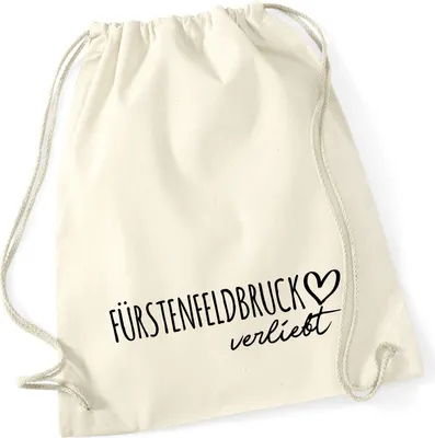 Produktbild von Huuraa Turnbeutel Fürstenfeldbruck verliebt 12 Liter Natural Baumwolle Rucksack Geschenkidee