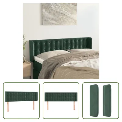 Produktbild von The Living Store Kopfteil mit Ohren Dunkelgrün 147x16x78/88 cm Samt