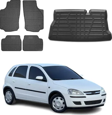 Obrázok produktu pre Sada podlahových rohoží a vložiek do kufra pre Opel Corsa C hatchback 2000-2006 guma 5x
