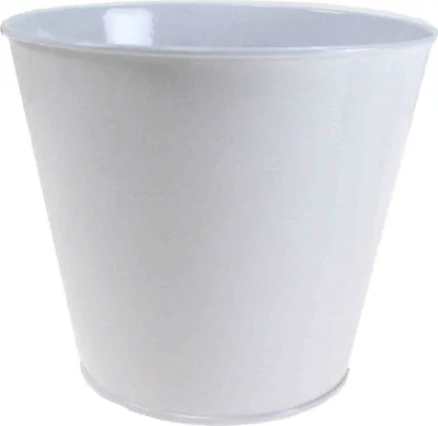 Produktbild von 6 Eimer Ø14xH12,5cm Übertopf Blech Metalleimer Zinkeimer Blumentopf Pflanztopf, Farbe:weiß